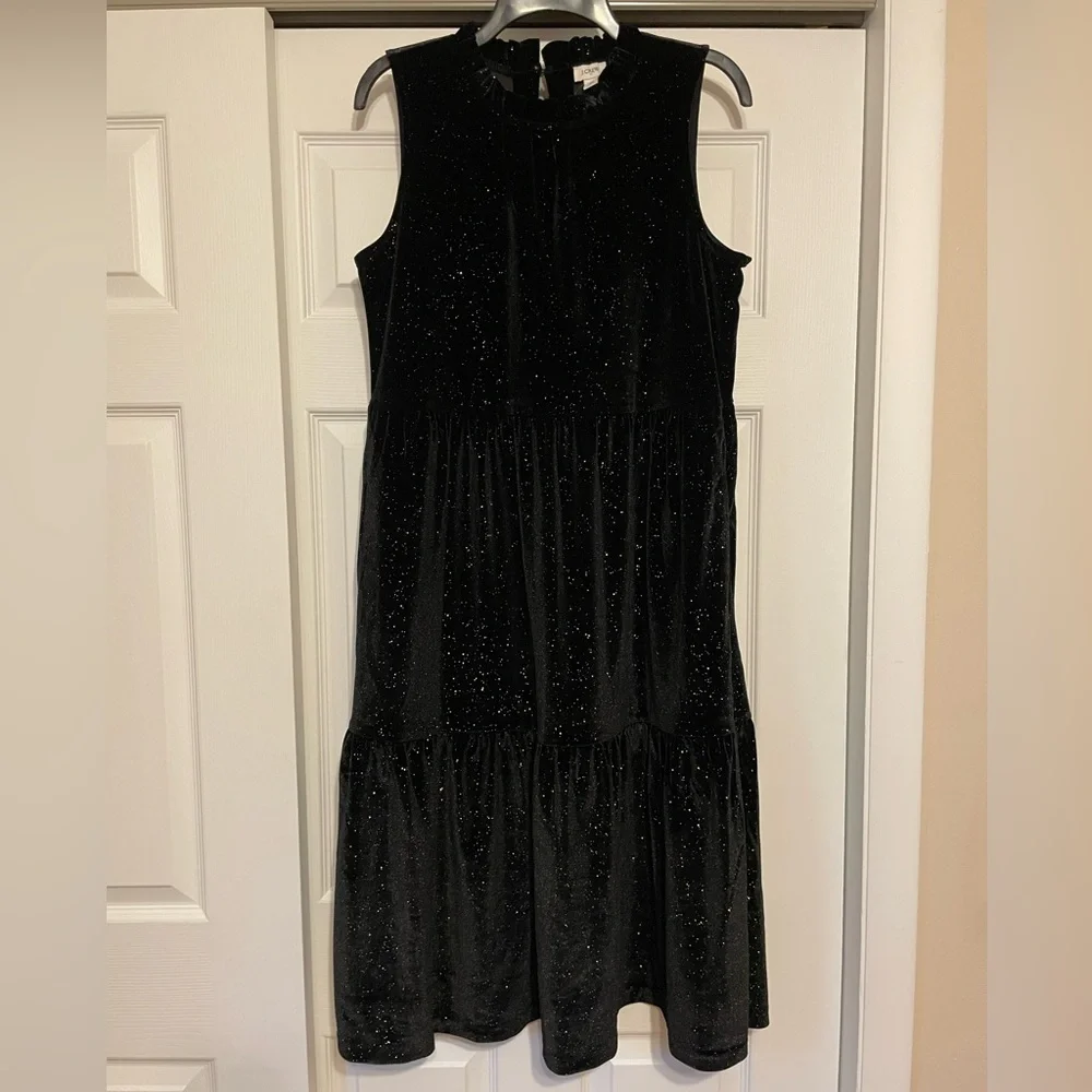 Brand New J. Crew Black Shimmering Velvet Midi Dress - Size 10